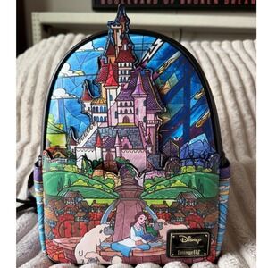 Loungefly Disney Beauty and the Beast Belle Stained Glass Castle Mini Backpack
